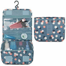 Hanging Travel Toiletry Bag Cosmetic Make up Organizer for Women and Girls (Blue Flower)